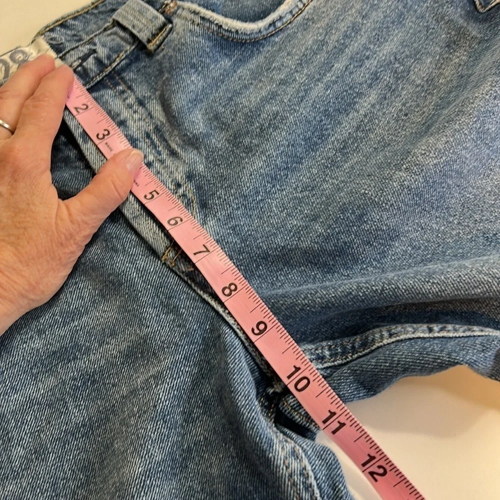 FREE PEOPLE CRVY HIGH WAIST BUTTON FLY BLUE DINEM 100% COTTON SZ 28